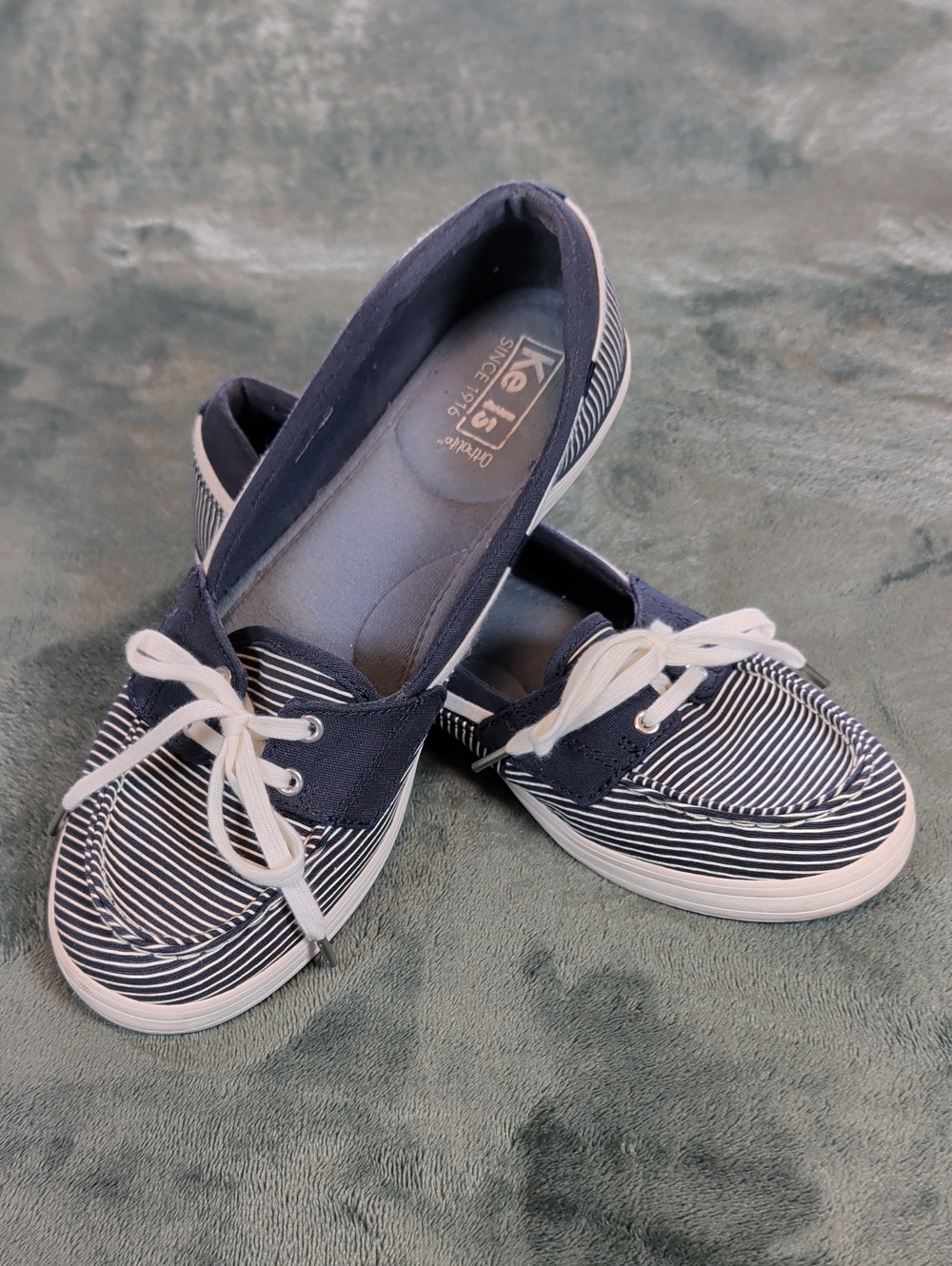 Keds Navy and White Striped Women's Lace-Up Sneakers